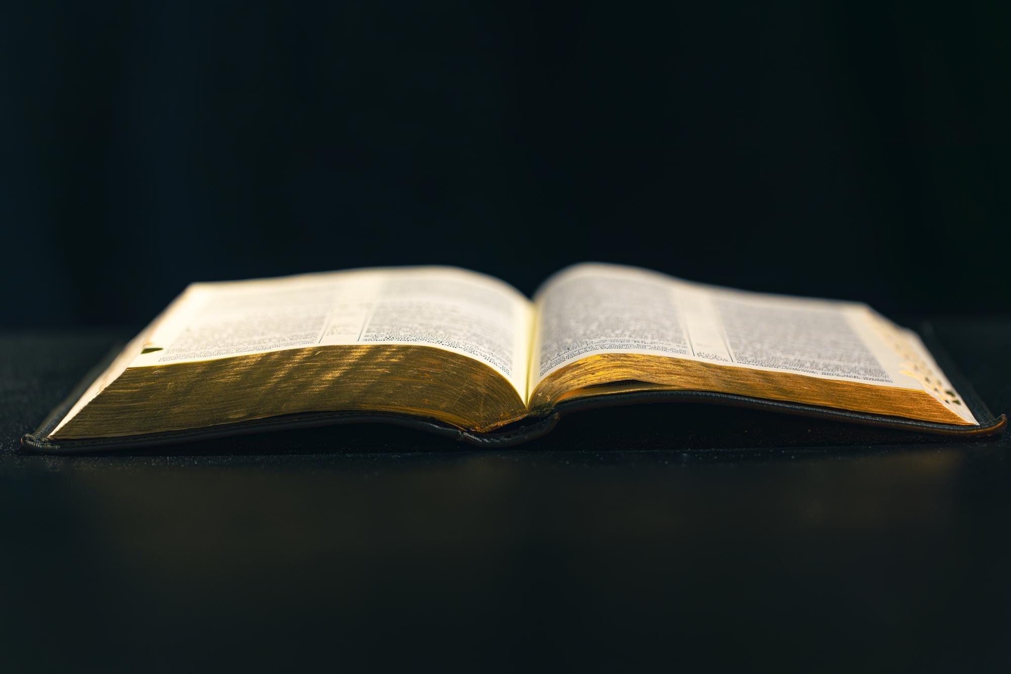 Open bible on the book of revelation